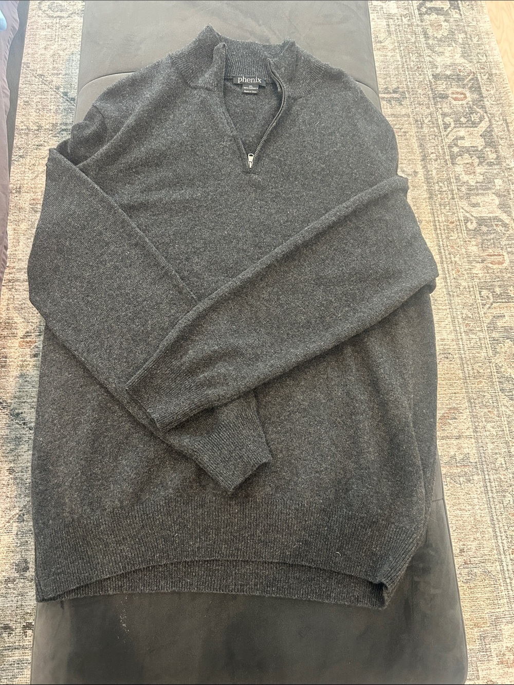 Phenix Men's Dark Charcoal Zip-Neck Sweater